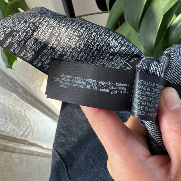 ZARA Dark Wash Denim Mini Dress with Deep V Neck – Size L (NWT) - Picture 10 of 10